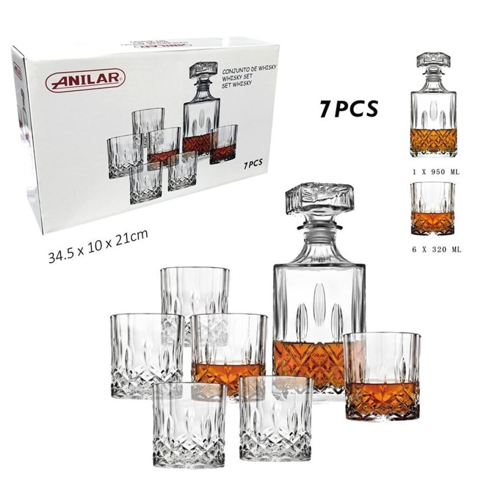 Conjunto Whisky Garrafa com Copos 7 Peças