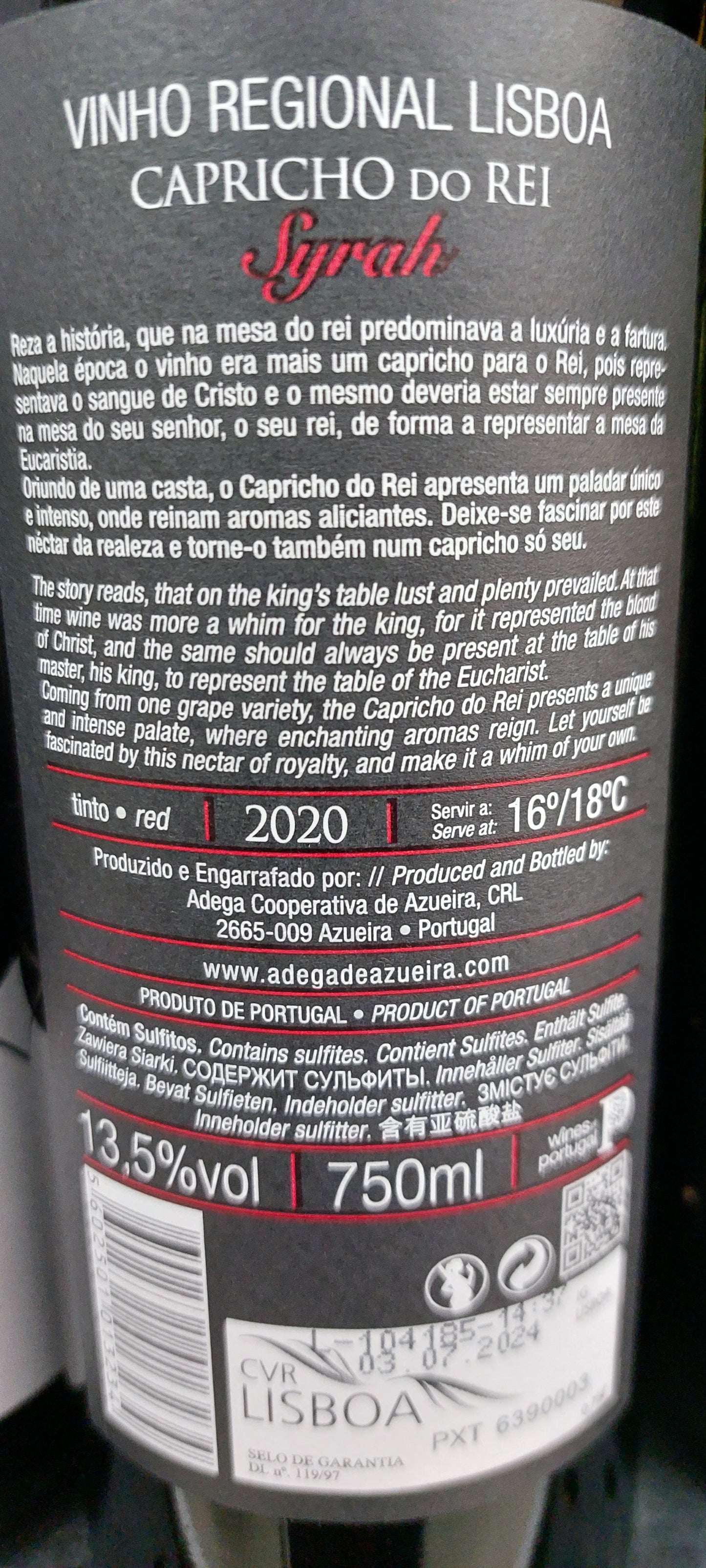 Capricho do Rei Syrah 75cl